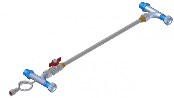 Manuell einstellbarer Bypass G3/4 mit Manometer-Anschluss